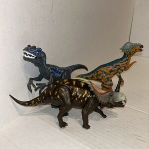 Styracosaurus Kid Galaxy Poseable Dino Dinosaur Toy Figure Lot Of 3 C2
